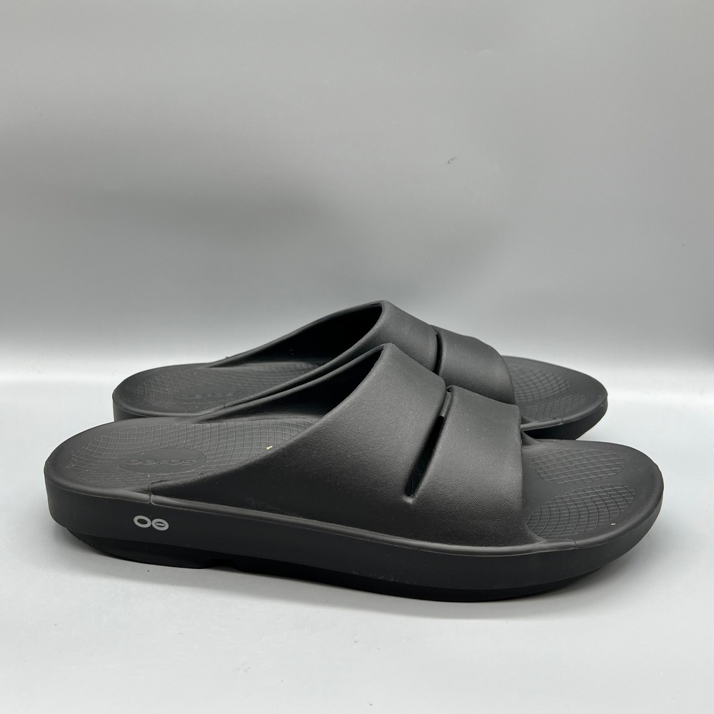 Oofos Sandals Mens 13 Black OOahh Sport Recovery Slide Pool Casual Comfort Shoes